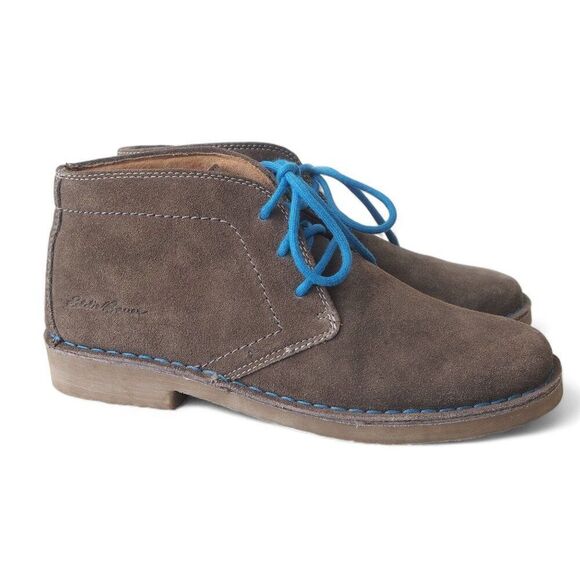 Eddie Bauer Bruce Suede Chukka Ankle Boots Grey / Blue Laces & Stitching Men 10M - Picture 4 of 11